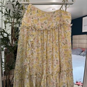 Maronite Floral Yellow Sundress with Ruffle Details